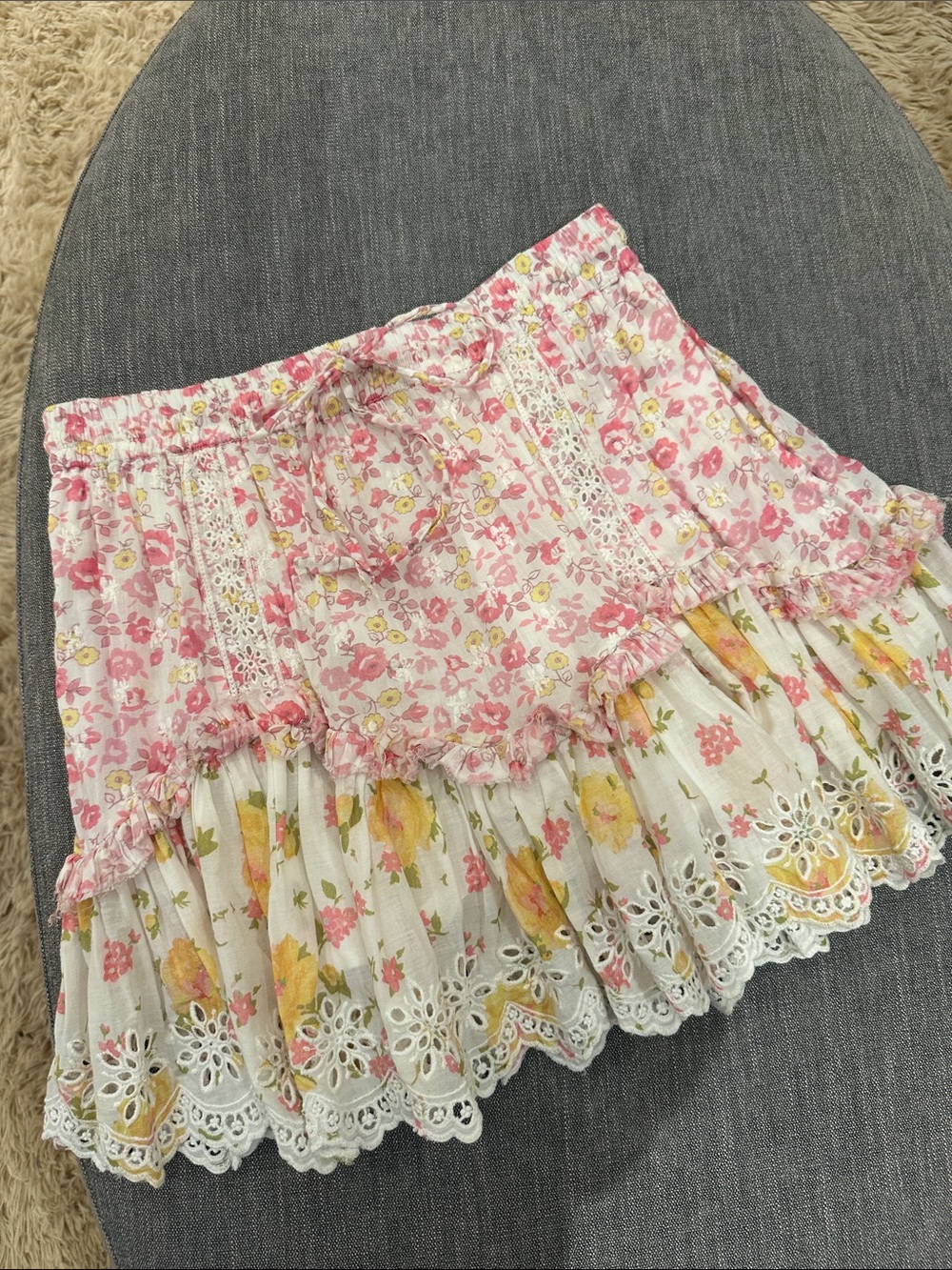 LoveShackFancy Floral Ruffle Mini Skirt - Picture 6 of 11
